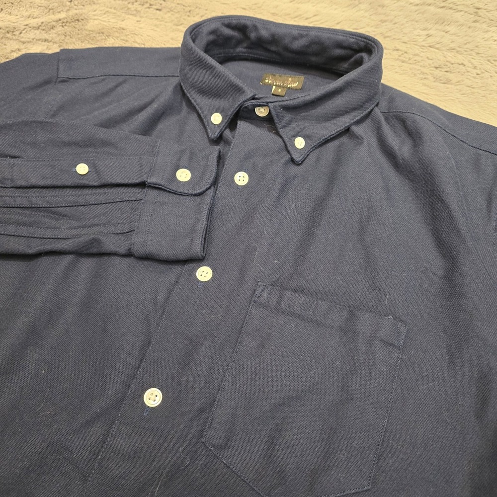 Steven Alan Mens Navy Blue‎ Heavy Cotton Twill Button Down Shirt Small USA Made